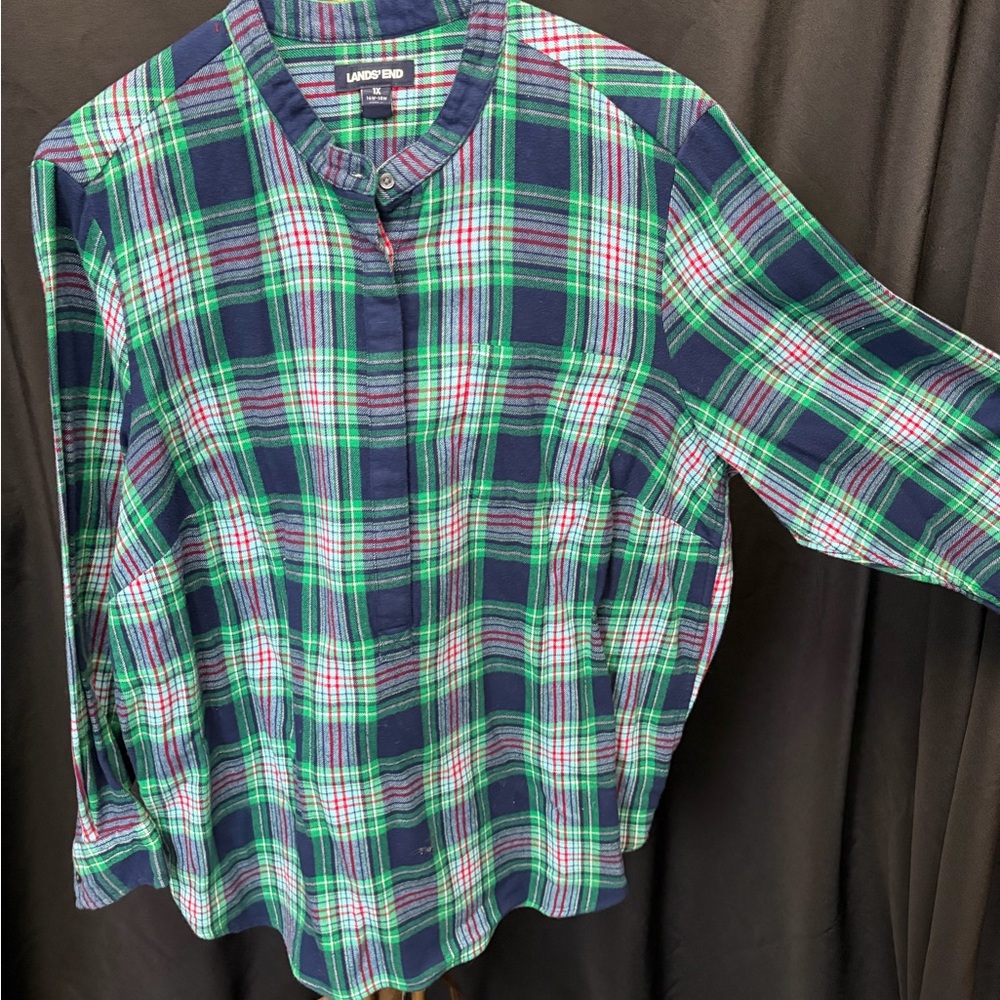 Lands' End Multicolor Plaid Shirt